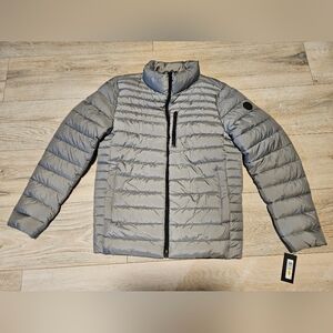 NWT Kenneth Cole New York Puffer Jacket Full-Zip Gray Men's Small